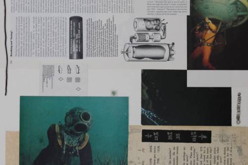 "How to Breathe" 2023, Paper, tags cardboard, wire, and metal, collage on paper, 24 by 18 inches
