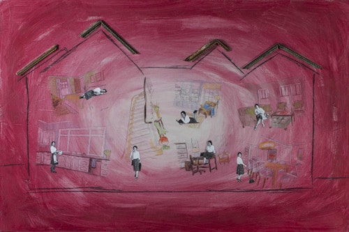 "The Plurality of Self" 2019, Acrylic, charcoal, paper, colored pencil and metal collage on canvas, 24 x 36 inches