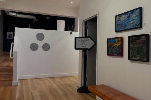 A view of the gallery exhibit Seeking Warmth, photo by Sharon Svec.