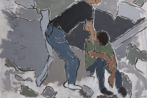 Nothing Left, 2024, Acrylic and charcoal on paper, 13 by 10 inches