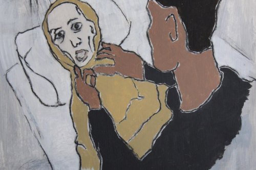 Already Ghosts, 2024, Acrylic and charcoal on paper, 13 by 10 inches