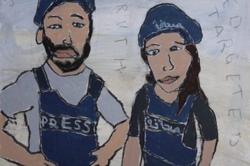 Too Little, Too Late, 2024, Acrylic and charcoal on paper, 13 by 10 inches