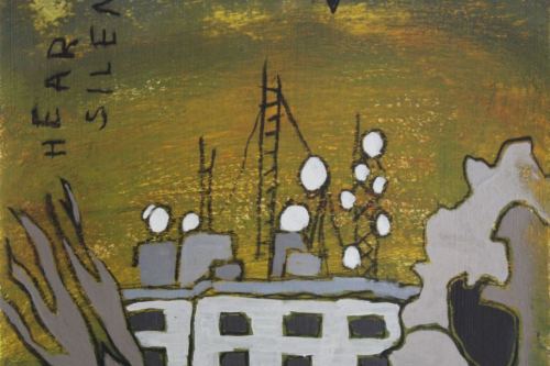 Hear the Silence, 2024, Acrylic and charcoal on paper, 13 by 10 inches