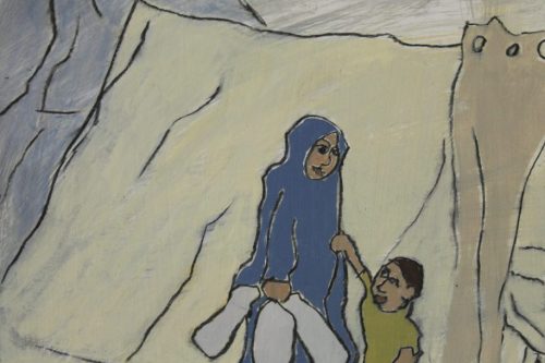 World’s Child,  2025, Acrylic and charcoal on paper, 13 by 10 inches