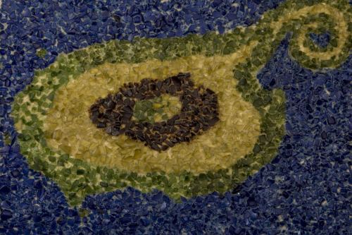 "The Disappearance of Jeju Island (Jeju Island 3)" 2015, Encaustic and glass on wood, 18 by 24 inches